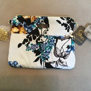 Jaanuu Medical Bag White w/ Flowers and Gold Chain